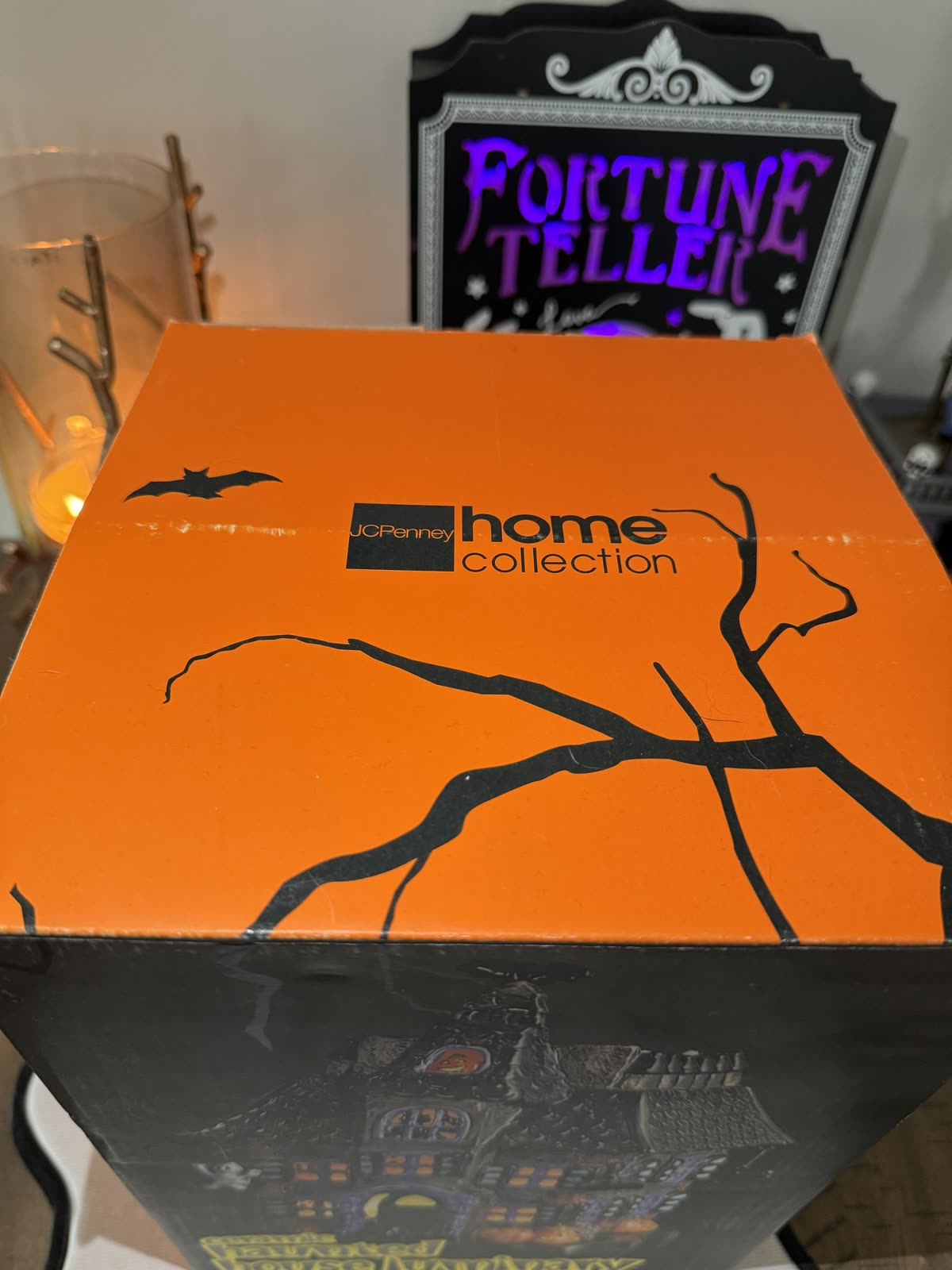 Ceramic Haunted House Luminary by JCPenney — label