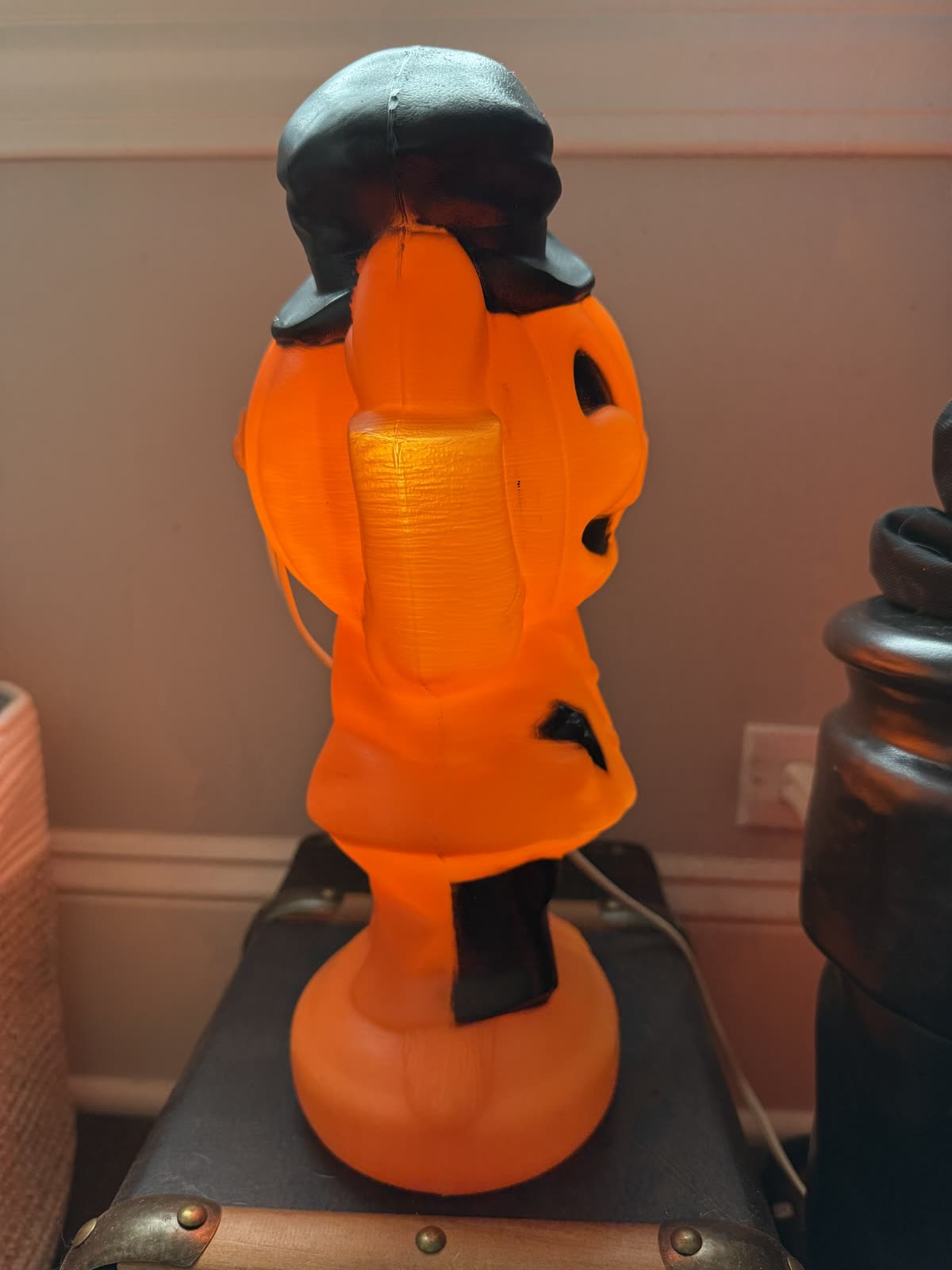 Vintage Pumpkin Top Hat Blow Mold — right